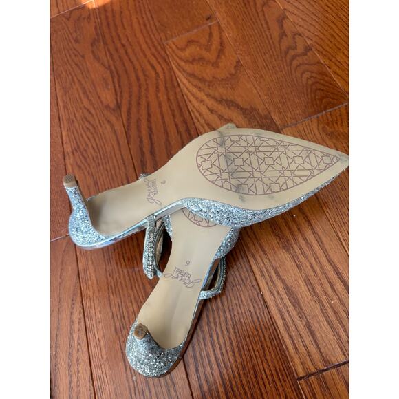 $140 JEWEL Badgley Mischka Jan Mule in Silver Rhinestone Size 6 - Picture 2 of 5